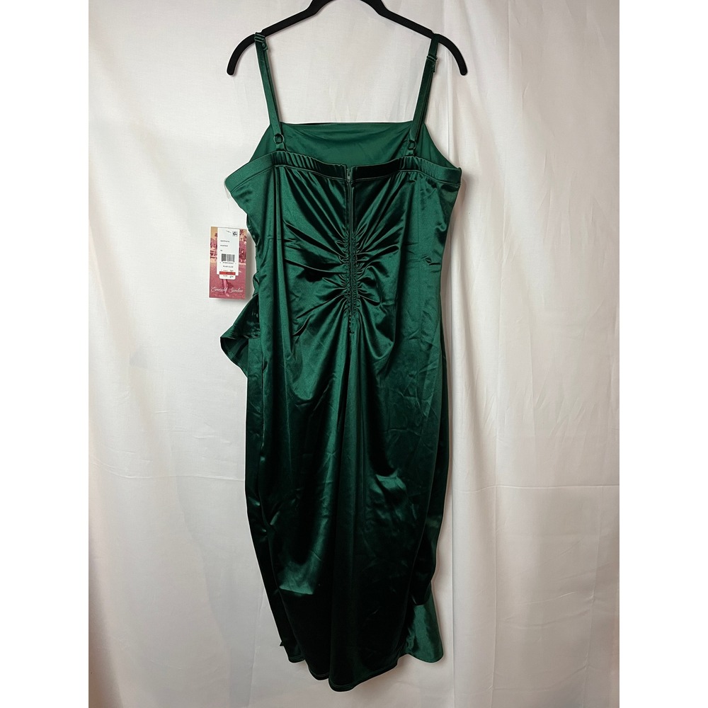 Emerald Sundae Dress Womens 18 Hunter Green Satin Ruched Asymmetrical GEPP4310 - Picture 6 of 10